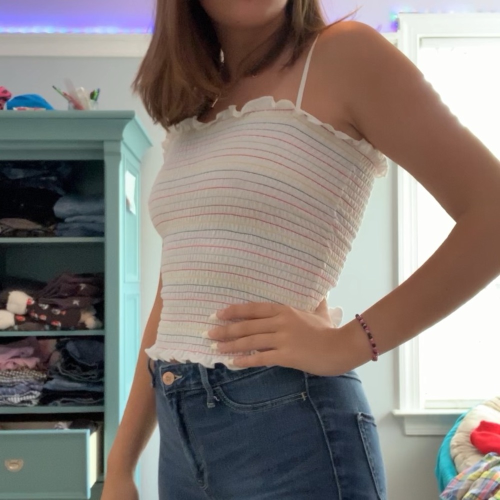 rainbow striped tube top with straps